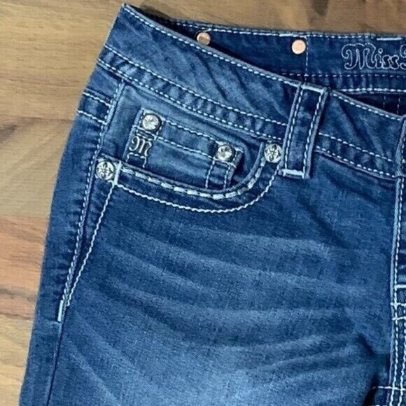 Miss Me Signature Bootcut Jean Low Rise Embroidered Beaded Denim Pant 30" - Picture 11 of 16